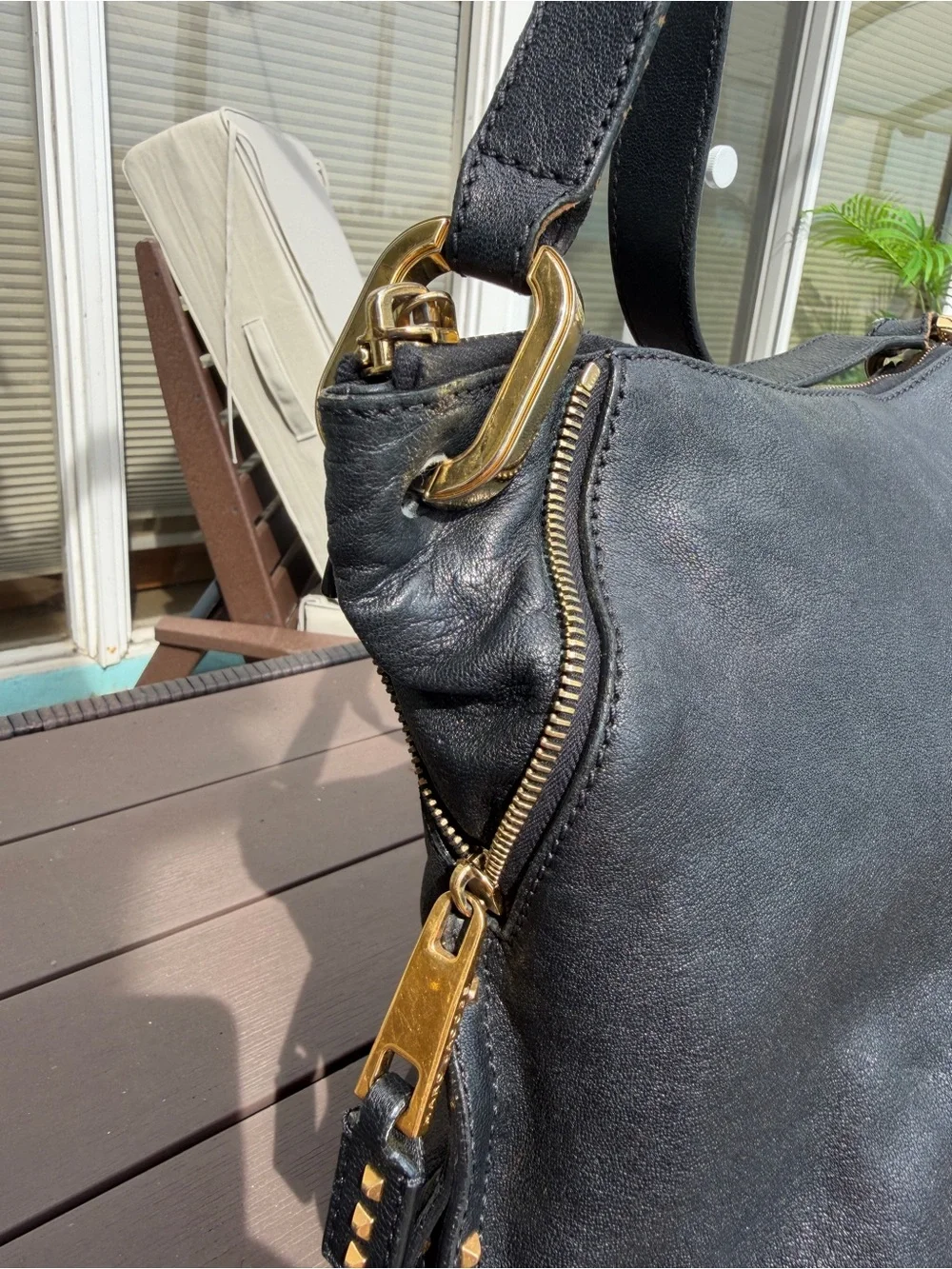 Marc Jacobs Vintage Black Leather Studded Paradise Kate Hobo Bag